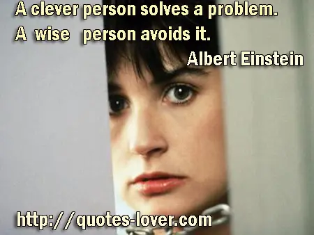 A clever person solves a problem. A wise person avoids it.