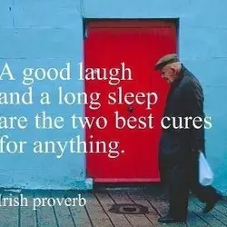 A good laugh and a long sleep are the two best cures for anything