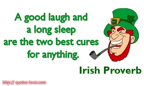 A good laugh and a long sleep are the two best cures for anything.