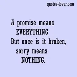 A promise means EVERYTHING But once is it broken sorry means NOTHING