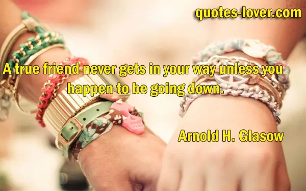 A true friend never gets in your way unless you happen to be going down