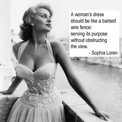 A woman's dress should be like a barbed wire fence serving its purpose without obstructing...