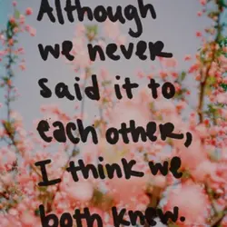 Altough we never said it to each other, I think we both knew.