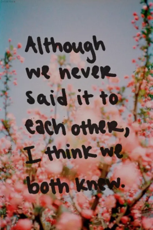Altough we never said it to each other, I think we both knew.