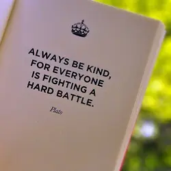 Always be kind, for everyone is fighting a hard battle