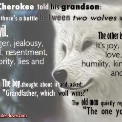 An old man told his grandson My son, there's a battle between two wolves inside...