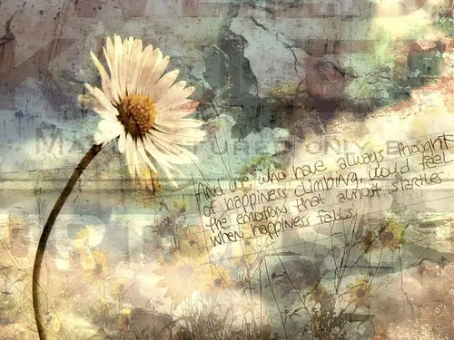 And we, who have always thought of happiness climbing, would feel the emotion that almost startles when happiness falls