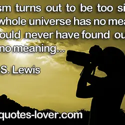 Atheism turns out to be too simple. If the whole universe has no meaning, we...