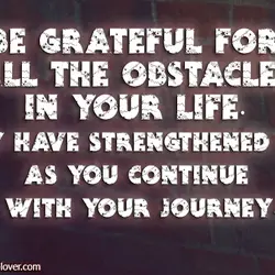 Be grateful for all the obstacles in your life. They have strengthened you as you...
