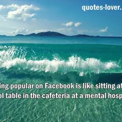 Being popular on Facebook is like sitting at the cool table in the cafeteria at...