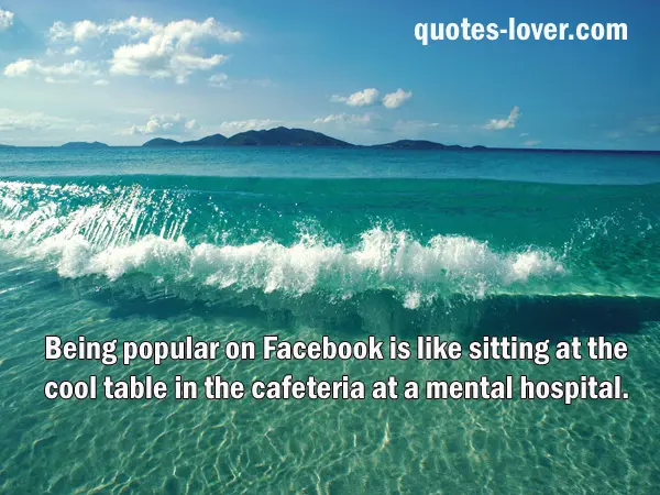 Being popular on Facebook is like sitting at the cool table in the cafeteria at a mental hospital.
