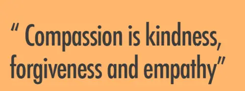Compassion is kindness, forgiveness and empathy.