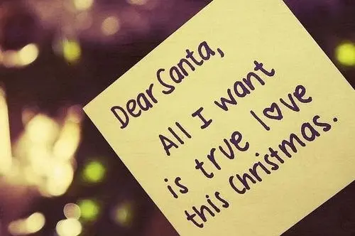 Dear Santa All I want is true love this Christmas