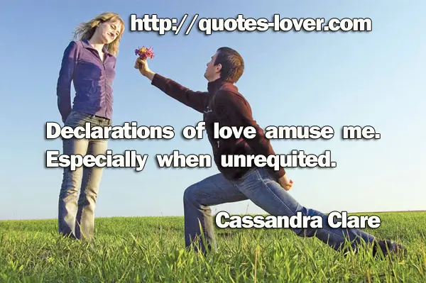 Declarations of love amuse me. Especially when unrequited.