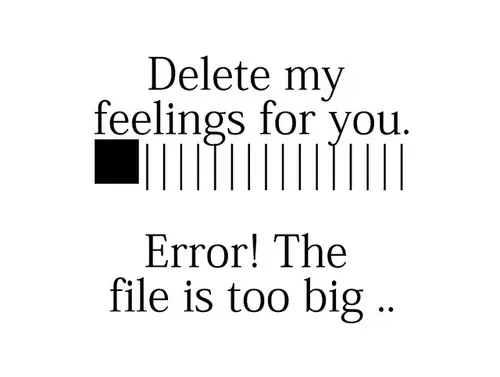Delete my feelings for you.  Error.The file is too big.