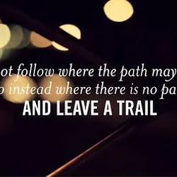 Do not follow where the path may lead go instead where there is not path...