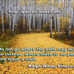 Do not go where the path may lead, go instead where there is no path...