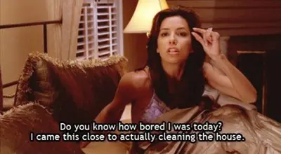 Do you know how bored I was today? I came this close to actually cleaning the house.