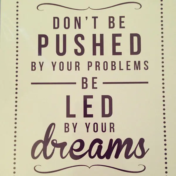 Don't be pushed by your problems be led by your dreams