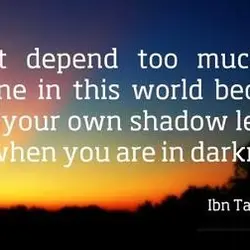 Don't depend too much on anyone in this world because even your own shadow leaves...