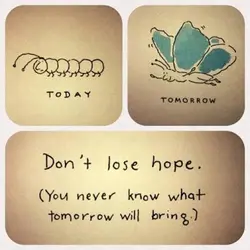 Don't lose hope. You never know what tomorrow will bring.