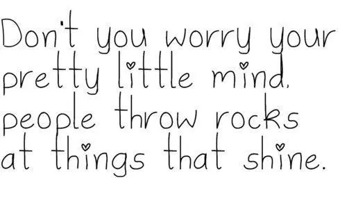 Don't you worry your pretty little mind. People throw rocks at things that shine.