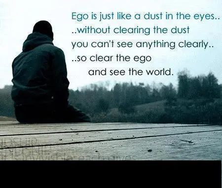 Ego is just like dust in the eyes, without clearing the dust you can't see anything clearly, so clear the ego and see the world.