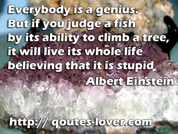 Everybody is a genius. But if you judge a fish by its ability to climb a tree, it will live its whole life believing that it is stupid