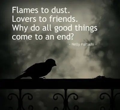 Flames to dust. Lovers to friends. Why do all good things come to an end?