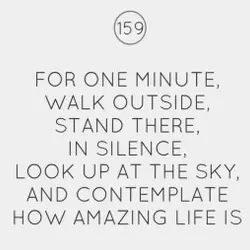 For one minute walk outside, stand there, in silence, look up at the sky, and...