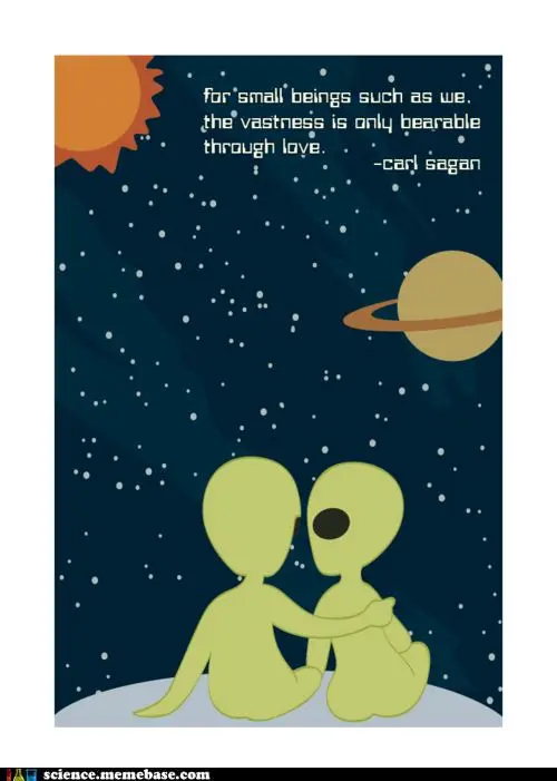For small beings such as we the vastness is only bearable through love 