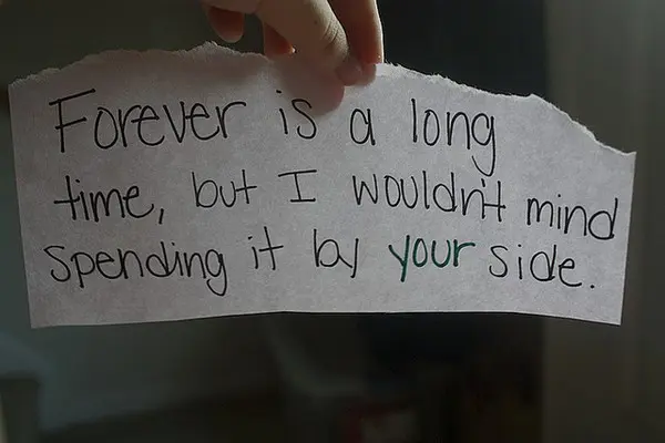 Forever is a long time, but I wouldn't mind spending it by your side