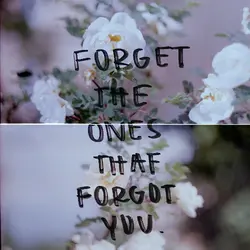 Forget the ones that forgot you.