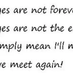 Goodbyes are not forever. Goodbyes are not the end. They simply mean I'll miss you...