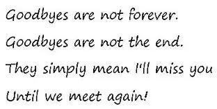 Goodbyes are not forever. Goodbyes are not the end. They simply mean I'll miss you until we meet again!