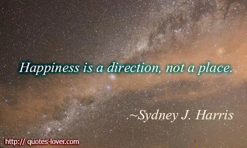 Happiness is a direction, not a place.