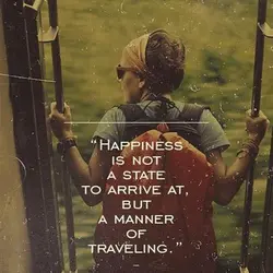 Happiness is not a state to arrive at but a manner of traveling
