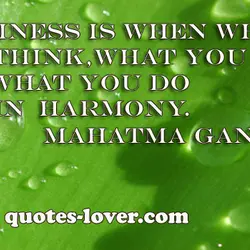 Happiness is when what you think, what you say, and what you do are in...