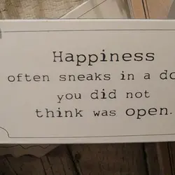 Happiness often sneaks in a door you did not think was open.