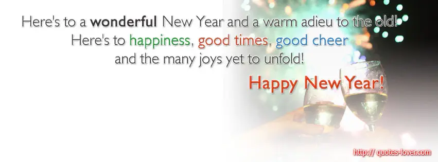 Here's to a wonderful New Year and a warm adieu to the old! Here's to happiness, good times, good cheer and the many joys yet to unfold! Happy New Year!