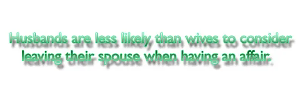 Husbands are less likely than wives to consider leaving their spouse when having an affair.