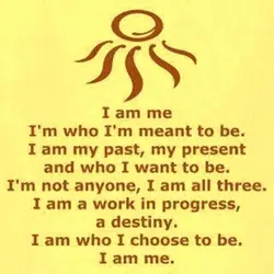 I am me, I'm who I'm mean to be. I am my past, my present...