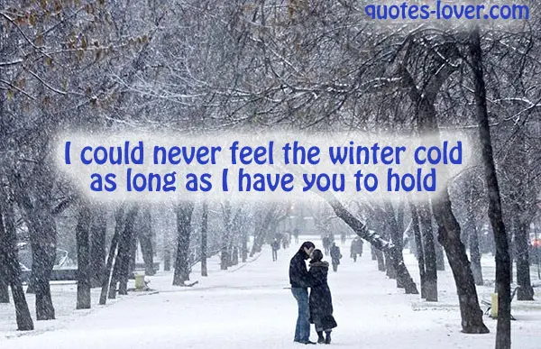 I could never feel the winter cold as long as I have you to hold.