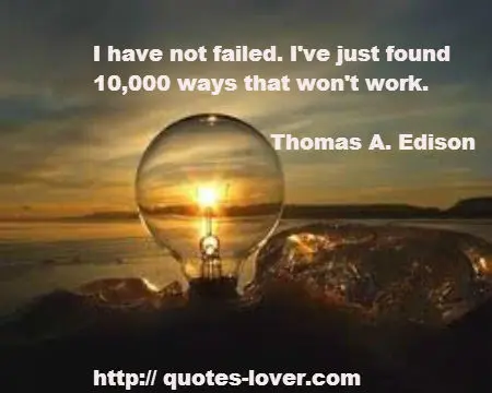 I have not failed. I've just found 10,000 ways that won't work.