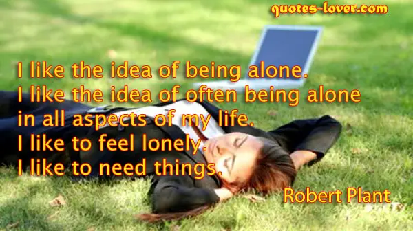 I like the idea of being alone. I like the idea of often being alone in all aspects of my life. I like to feel lonely. I like to need things.