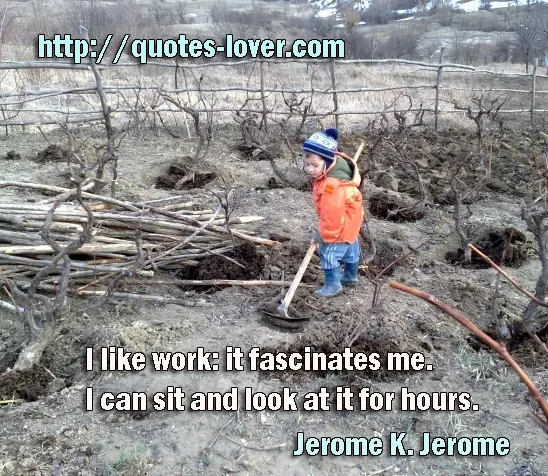 I like work: it fascinates me. I can sit and look at it for hours.