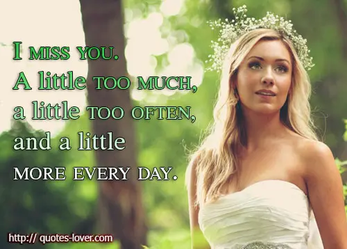 I miss you a little too much, a little too often, and a little more every day.