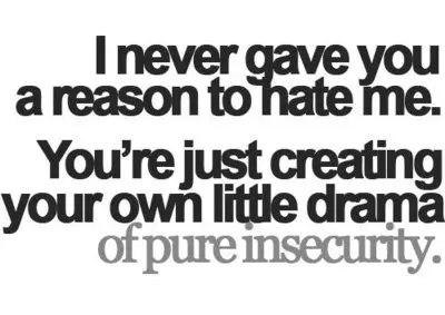 I never gave you a reason to hate me. You're just creating your own little drama of pure insecurity.