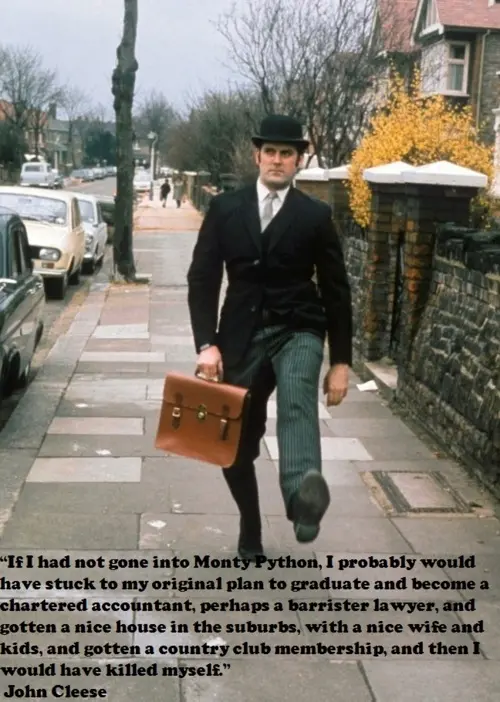 If I had not gone into Monty Python, I probably would have stuck to my original plan to graduate and become a chartered accountant, perhaps a barrister lawyer