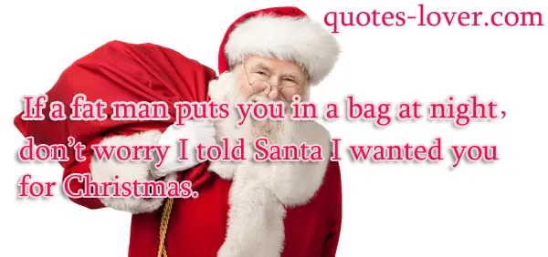 If a fat man puts you in a bag at night, don't worry I told Santa I wanted you for Christmas
